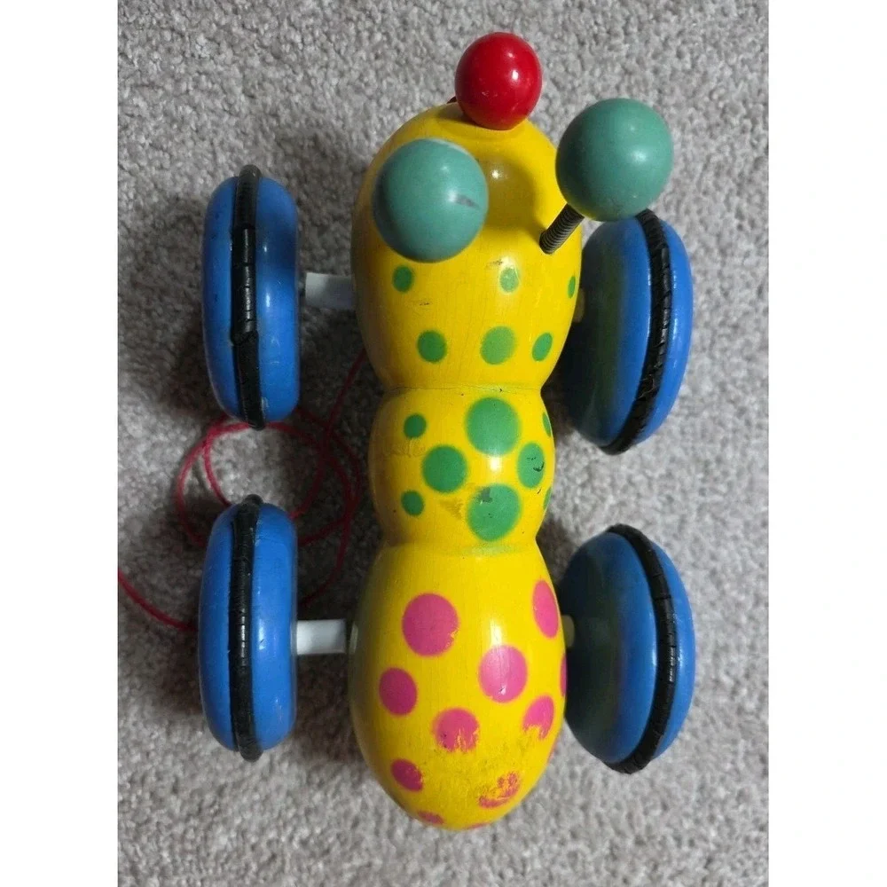 Vintage Vilac France Wooden Pull Rare Caterpillar-see Pictures